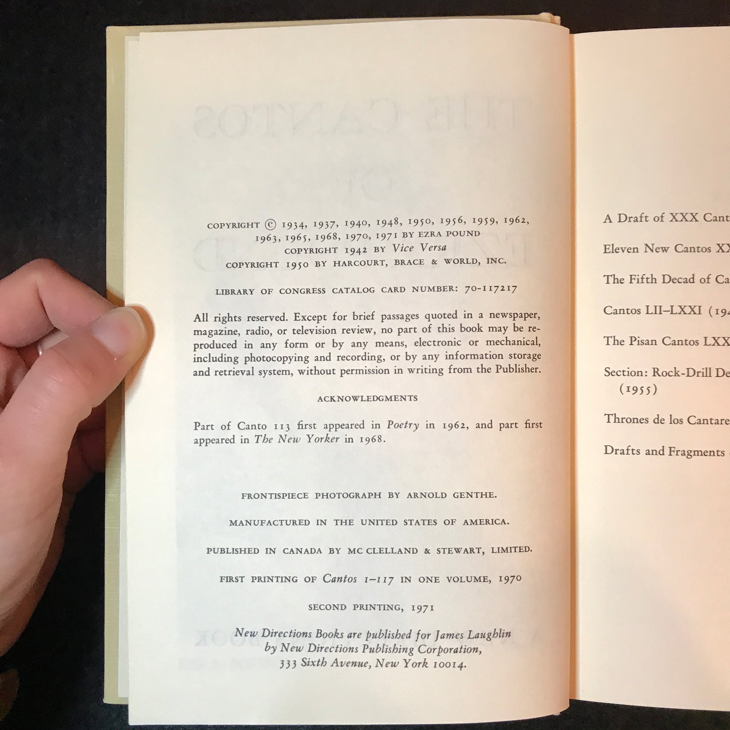 The Cantos of Ezra Pound - Ezra Pound - 2nd Printing - 1971