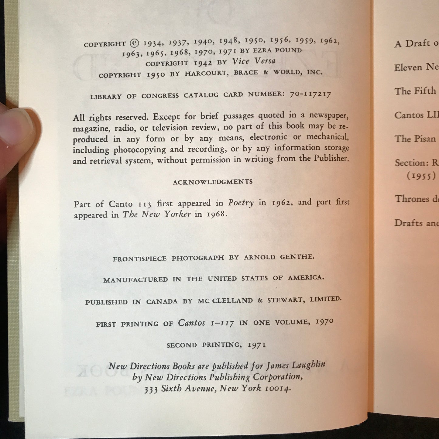 The Cantos of Ezra Pound - Ezra Pound - 2nd Printing - 1971