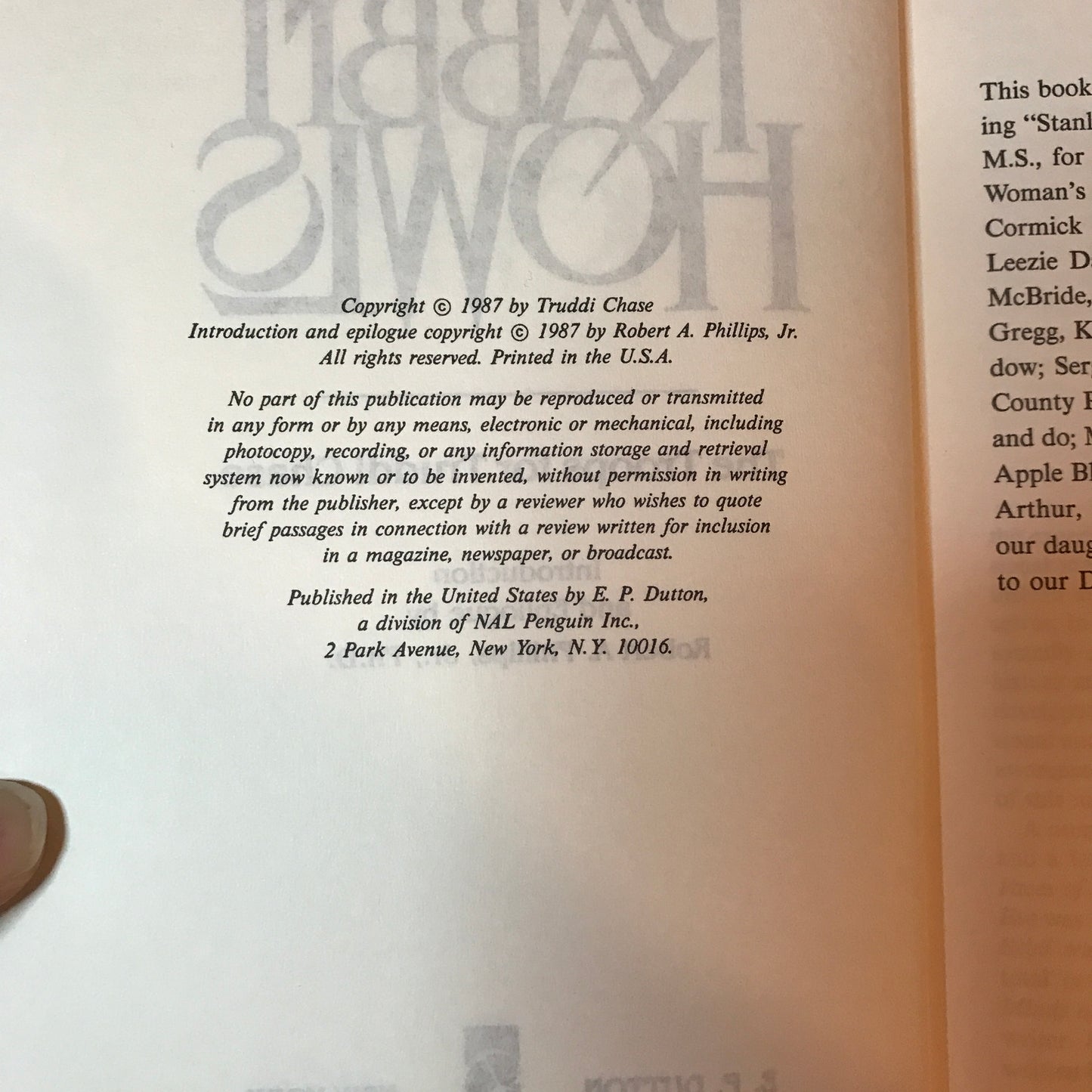 When Rabbit Howls - The Troops of Truddi Chase - 1st U.S. Edition - 1987