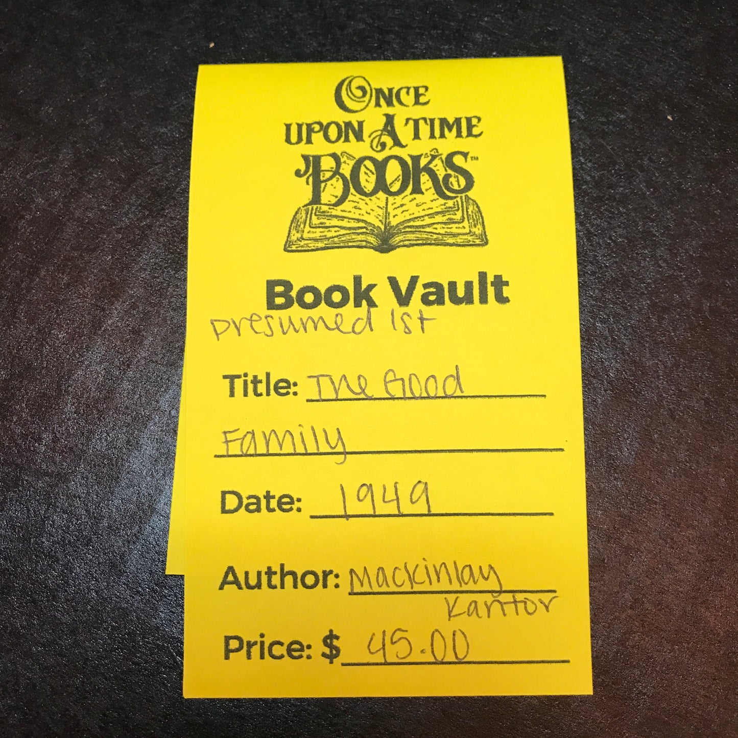 The Good Family - MacKinlay Kantor - Presumed 1st - 1949