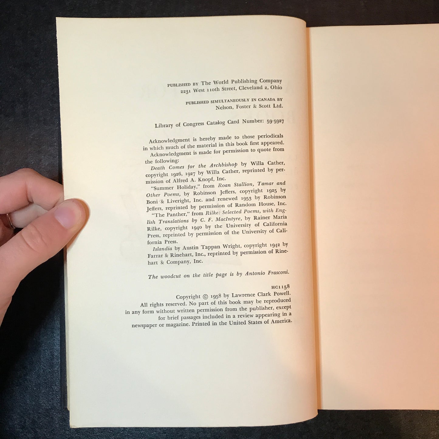 A Passion For Books - Lawrence Clark Powell - 1st Edition - 1958