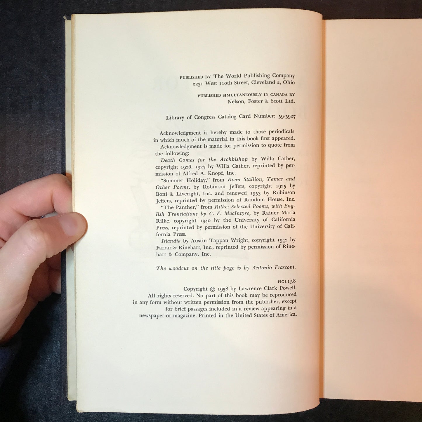 A Passion For Books - Lawrence Clark Powell - 1st Edition - 1958