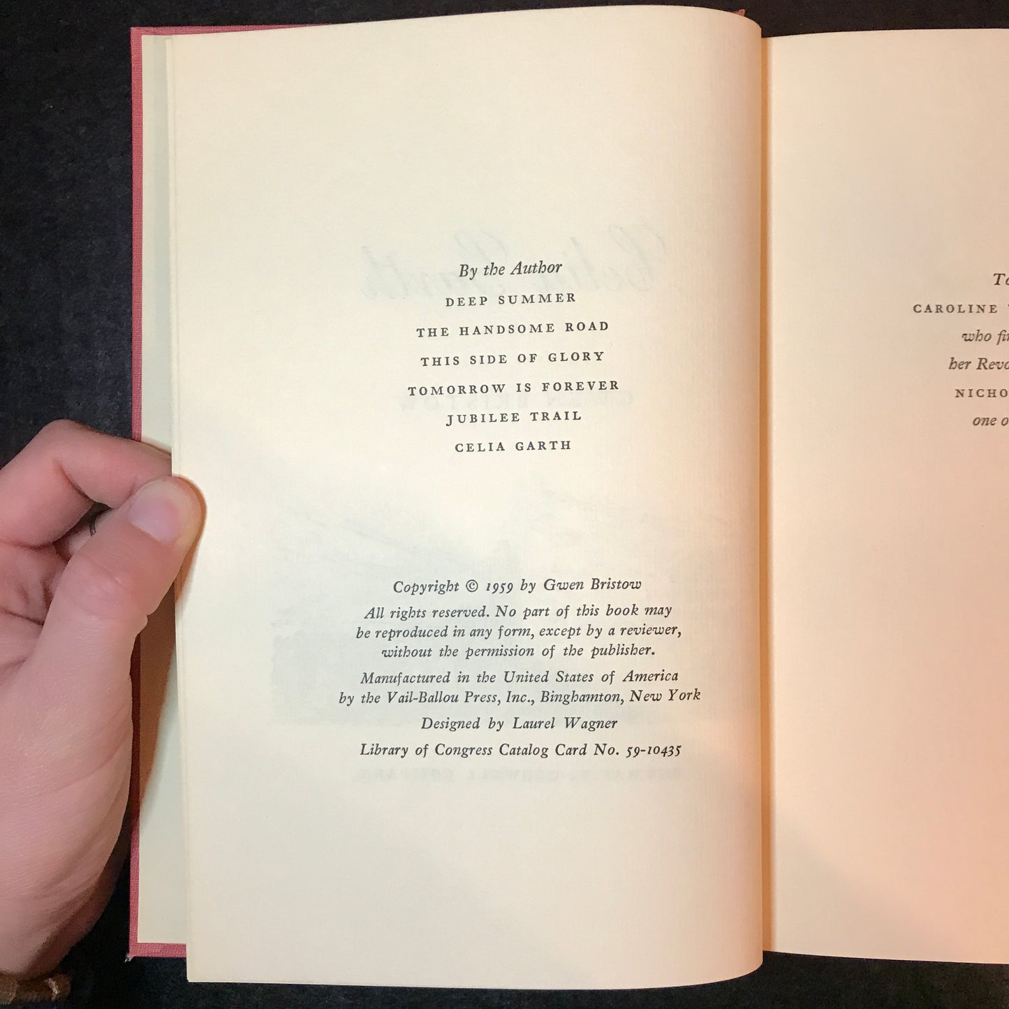 Celia Garth - Gwen Bristow - Limited Printing - 1959
