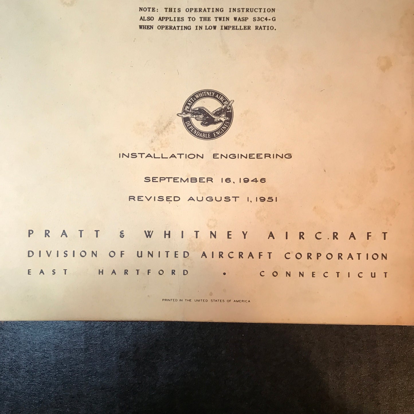 Twin Wasp Maintenance Manual - Pratt & Whitney Aircraft - 1951