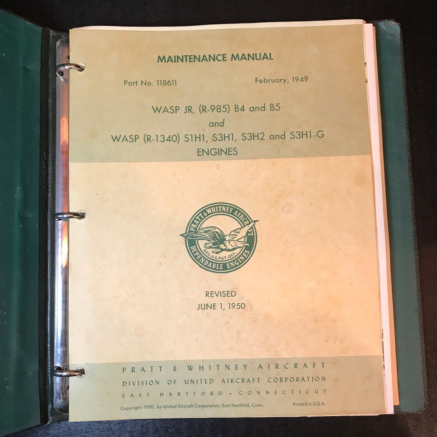 Wasp Jr. and Wasp Maintenance Manual - Pratt & Whitney Aircraft - 1950