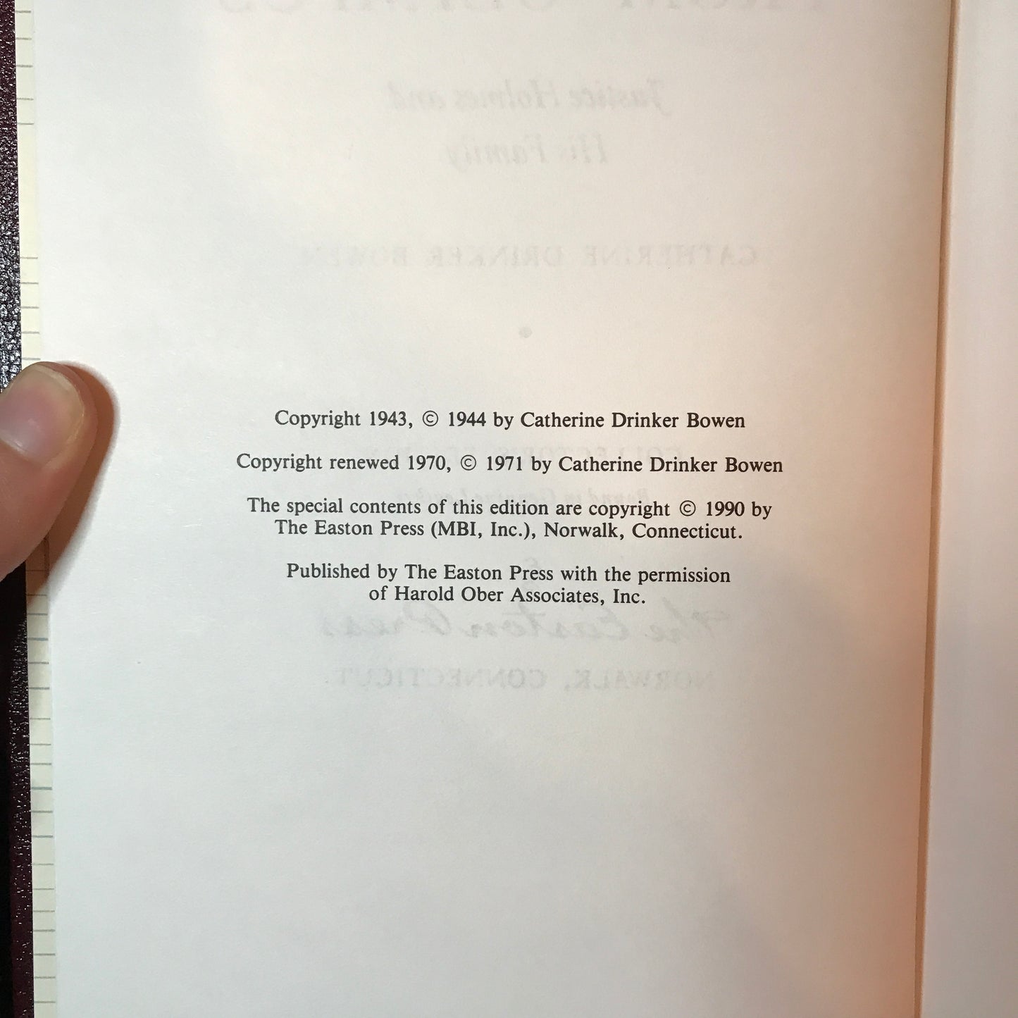 Yankee From Olympus - Catherine D. Bowen - Easton Press - 1990