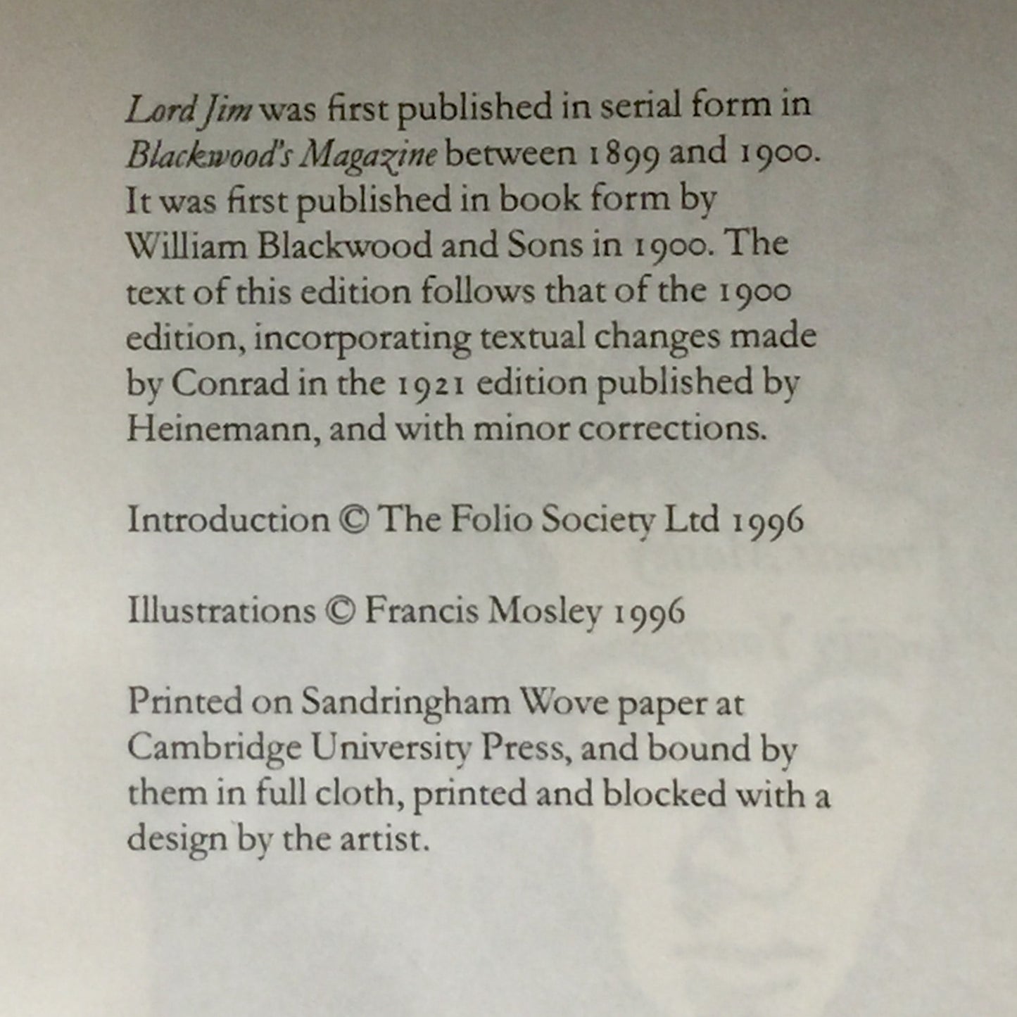 Lord Jim - Joseph Conrad - Folio Society - 1996