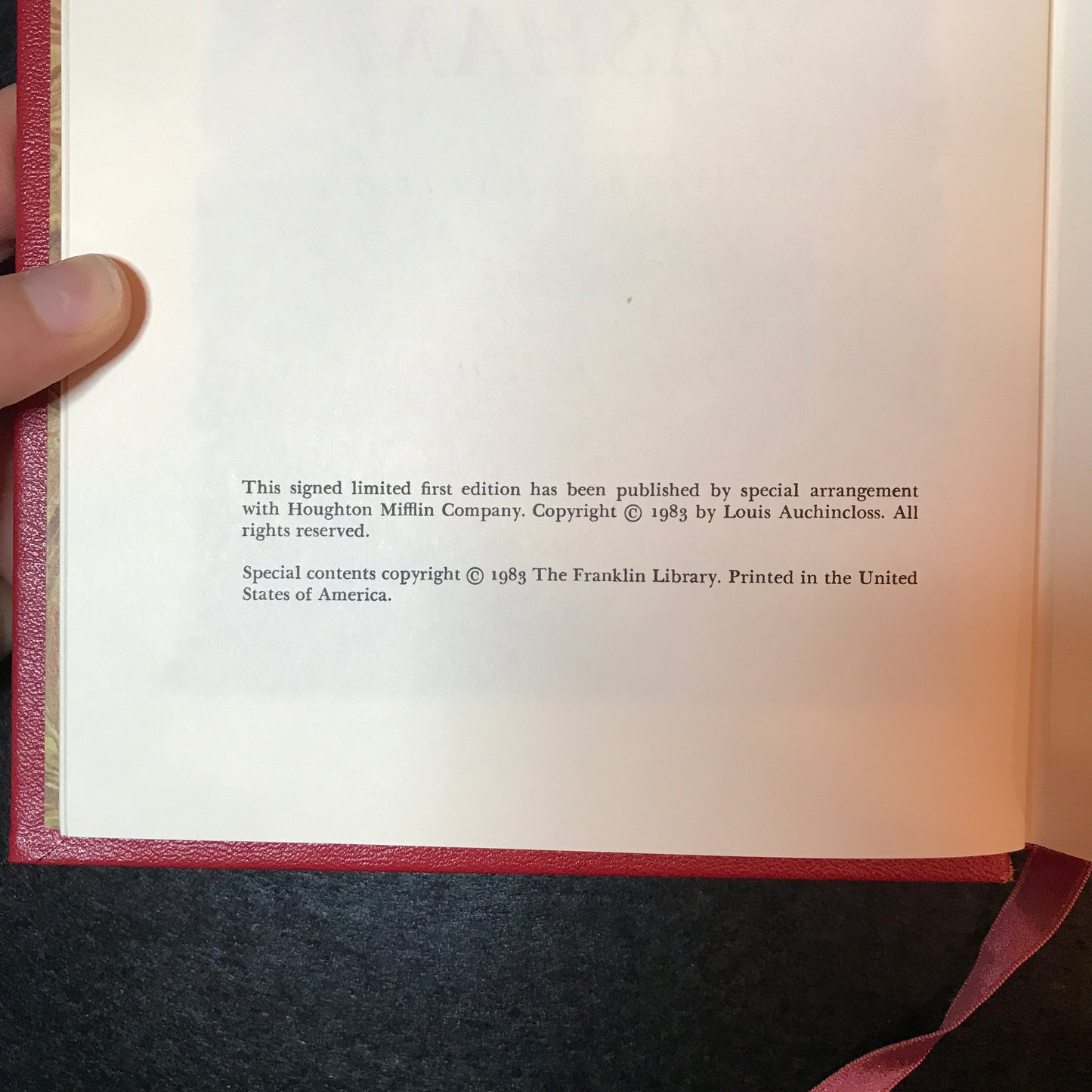 Exit Lady Masham - Louis Auchincloss - Signed - 1st Edition - Franklin Library - 1983