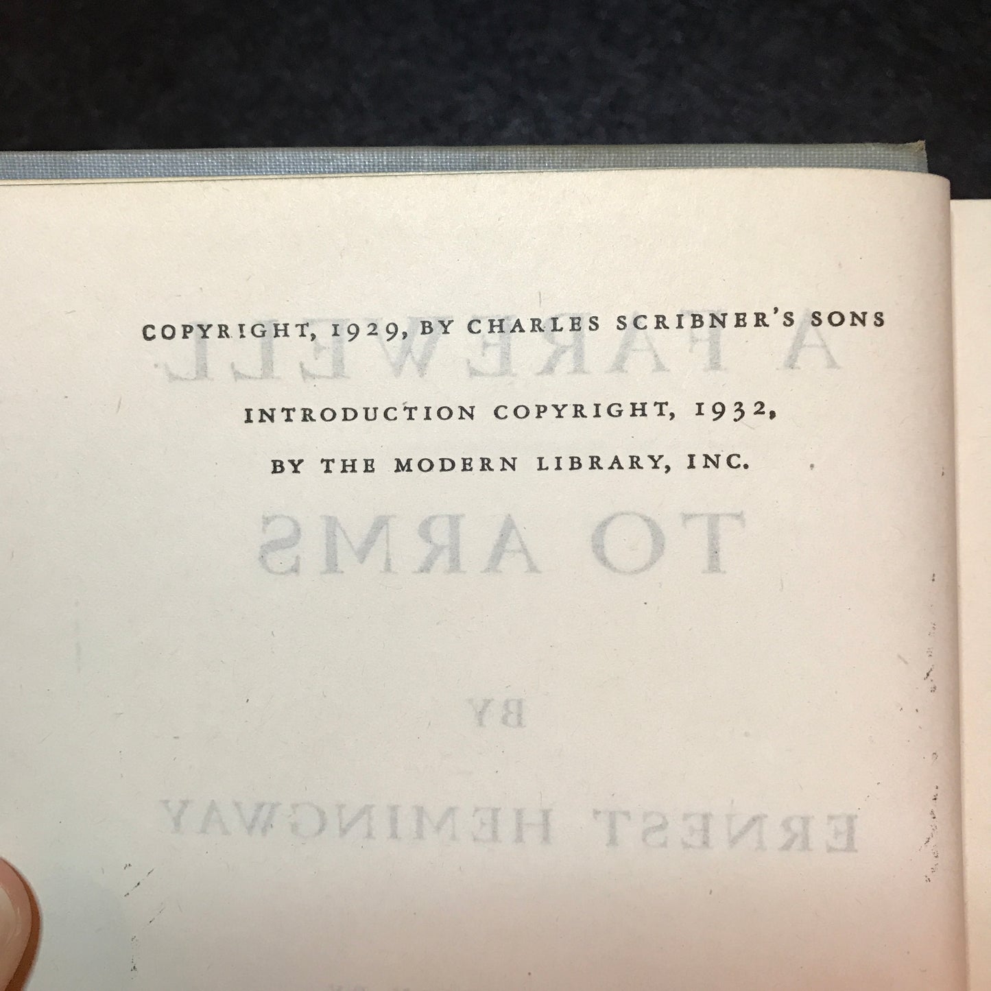 A Farewell To Arms - Ernest Hemingway - Modern Library - 1932