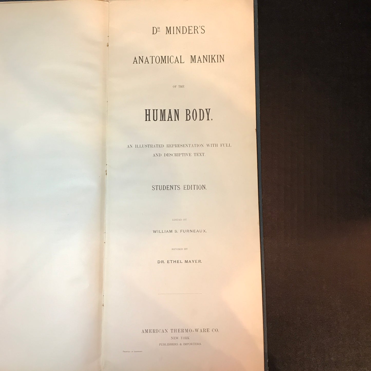 Dr. Minder's Anatomical Manikin of the Human Body - William S. Furneaux - Student Edition - Date Unknown