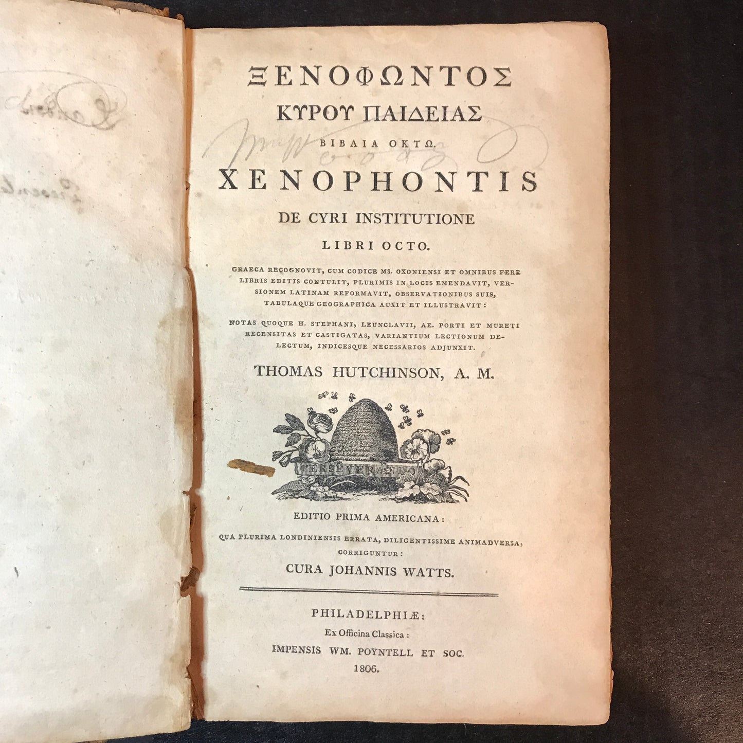 Xenophontis De Cyri Institutione Libri Octo - Thomas Hutchinson - In Latin - 1806
