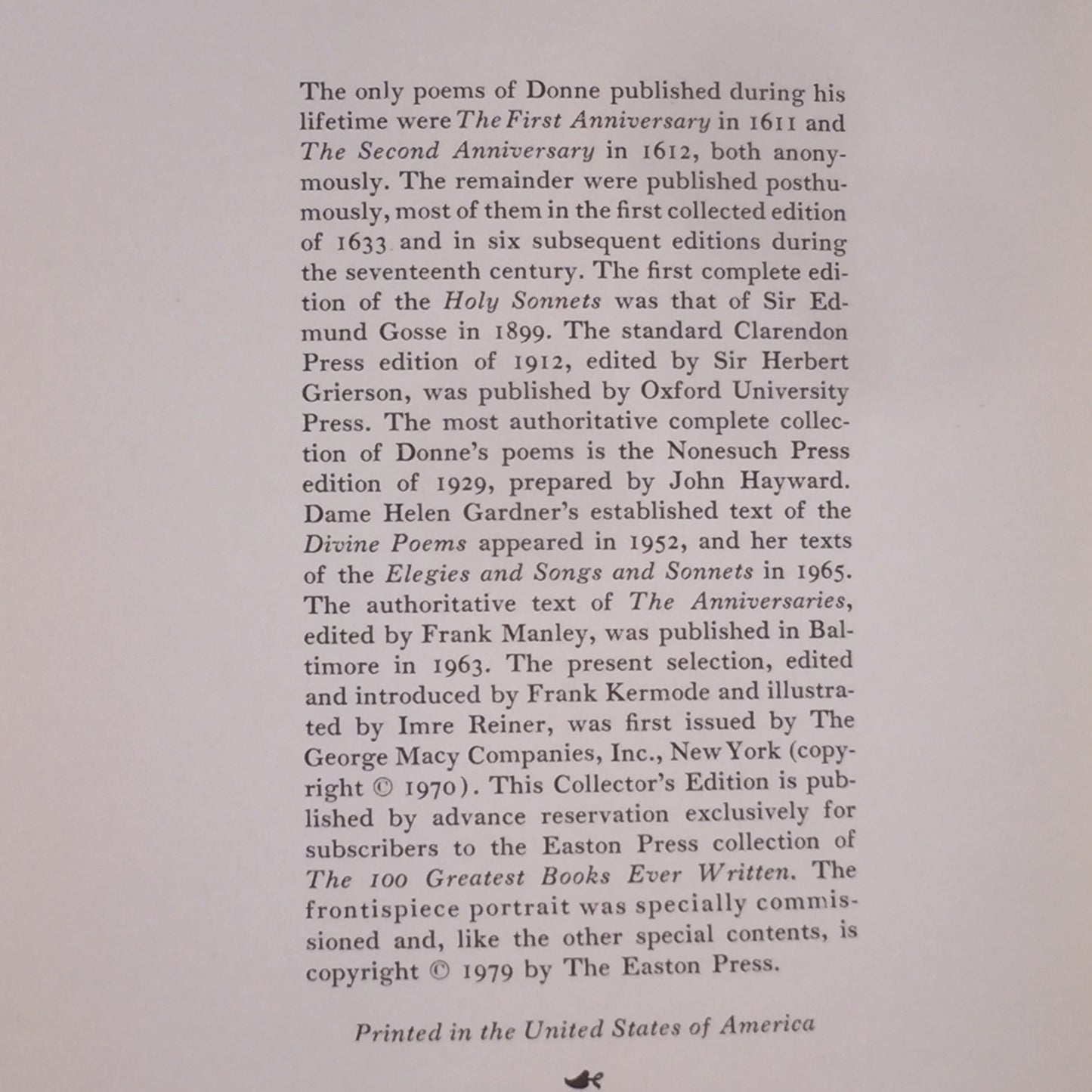 The Poems of John Donne - John Donne - Easton Press - Slight Edge Wear - 1979 - 1979