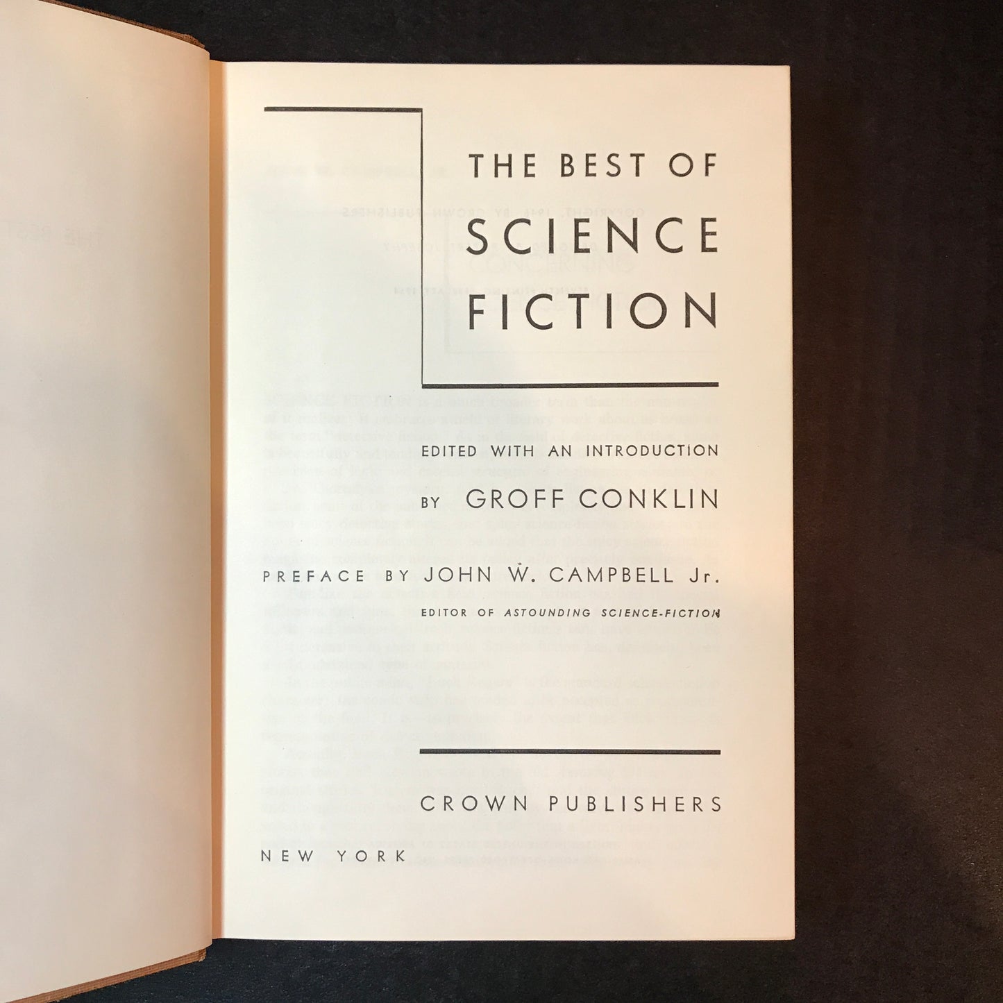 The Best of Science Fiction - Edited by Groff Conklin - 1st Edition - 1946