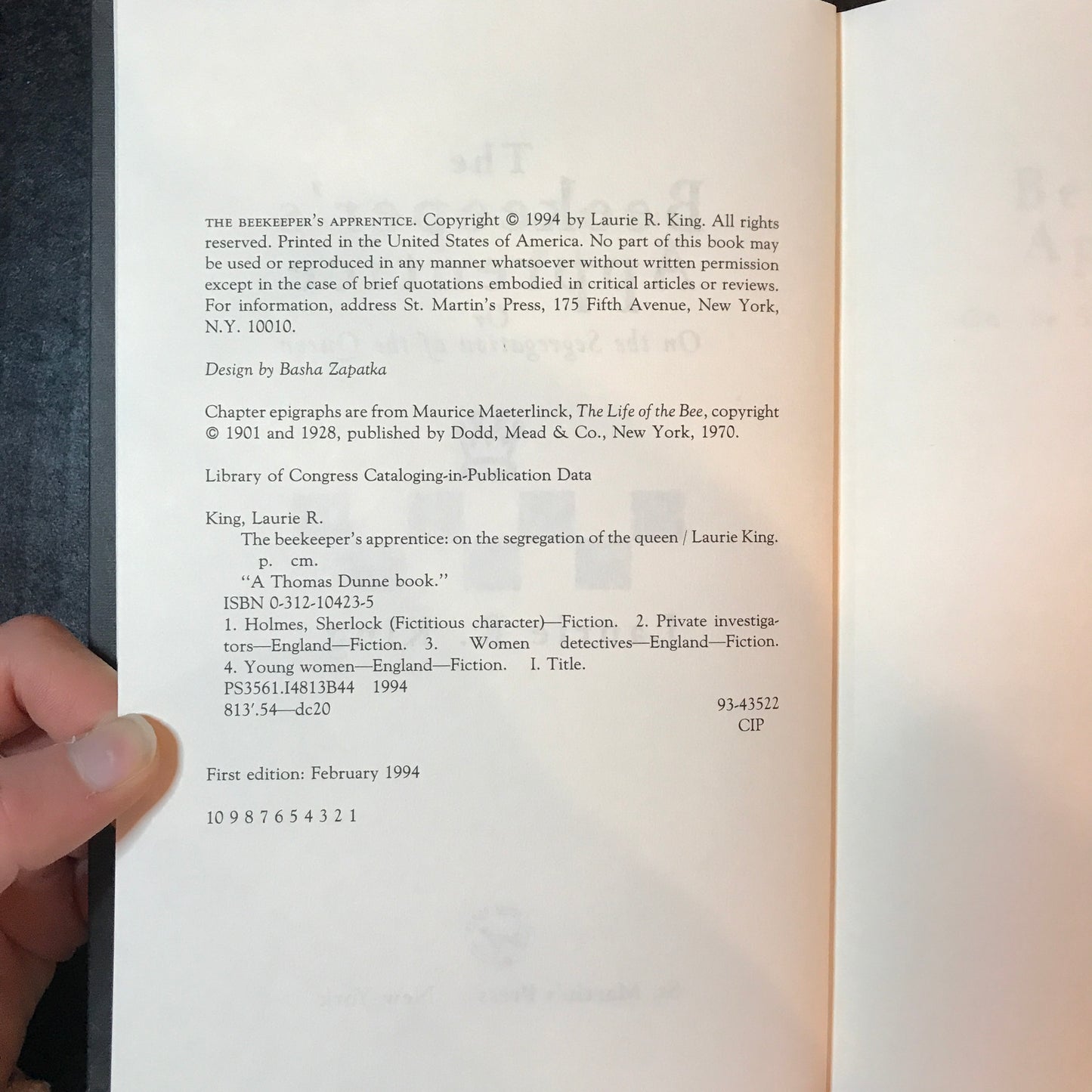 The Beekeeper's Apprentice - Laurie R. King - 1st Edition - 1994
