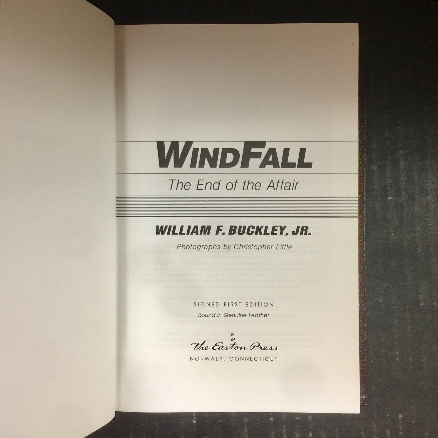 Windfall - William F. Buckley Jr. - Signed by Author - First Edition - Easton Press - 1992