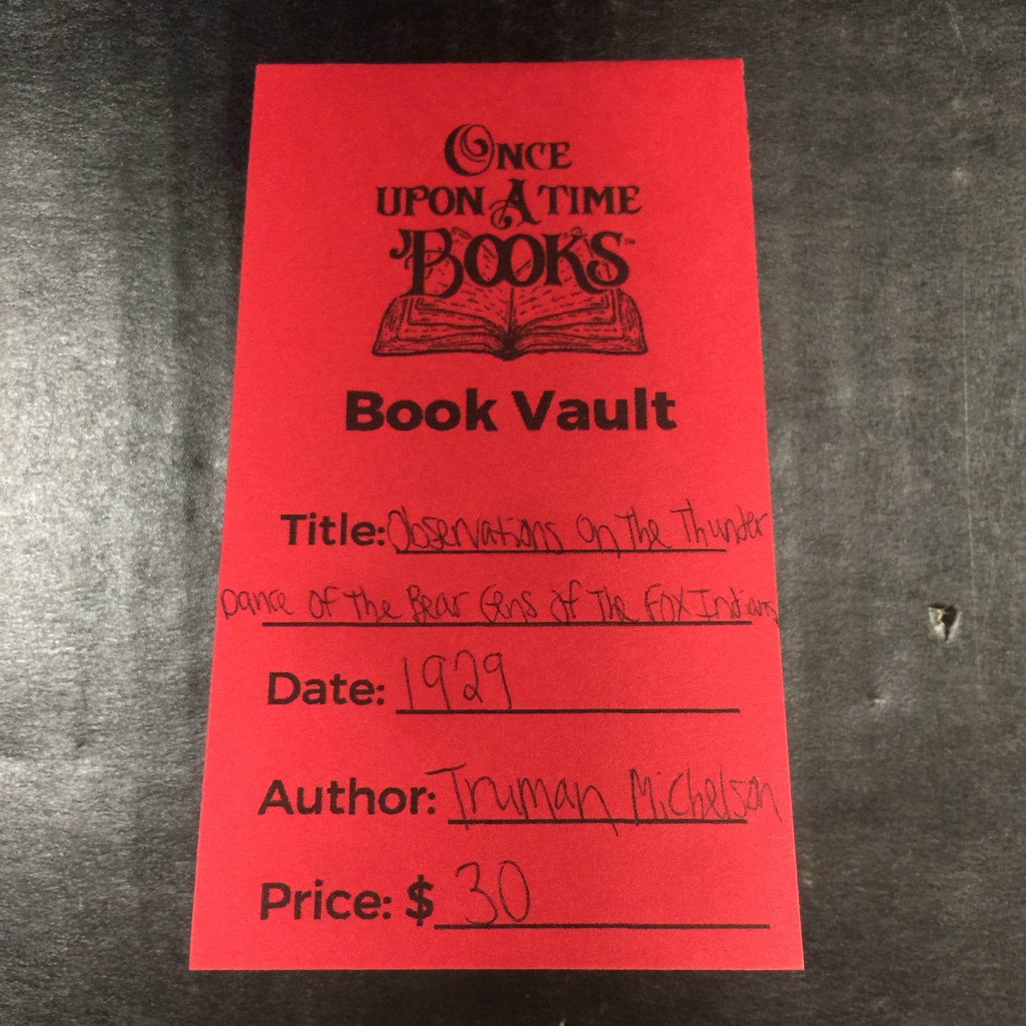 Observations On The Thunder Dance Of The Bear Gens Of The Fox Indians - Truman Michelson - 1929