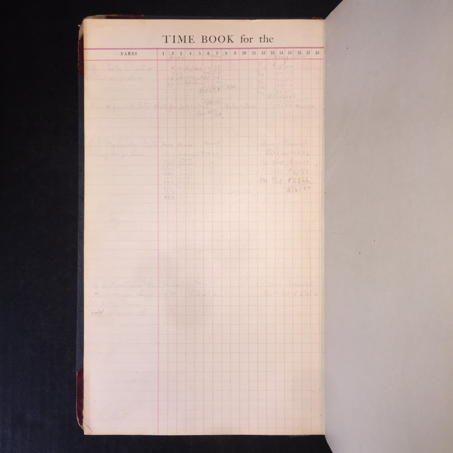 Time Book - Only Written in on the Last Page - c. 1800's