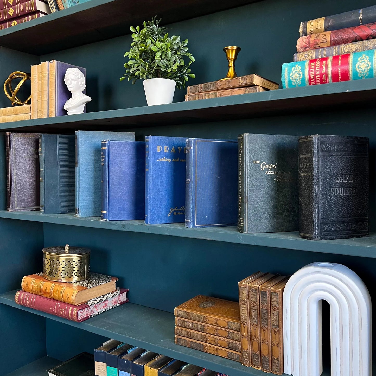 Books by the Foot | Vintage Decorative Designer Bundle | Christianity | Collection of Hardcover Books | Display Prop & Staging | Home Decor
