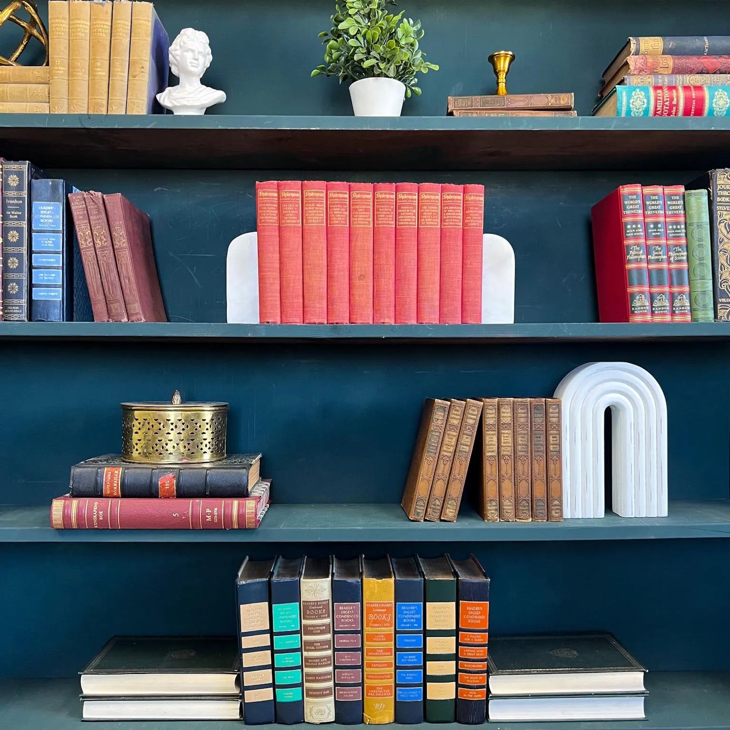 Books by the Foot | Shakespeare | Vintage Ornate Decorative Designer Bundle | Collection of Hardcover Books | Display Prop & Staging Set