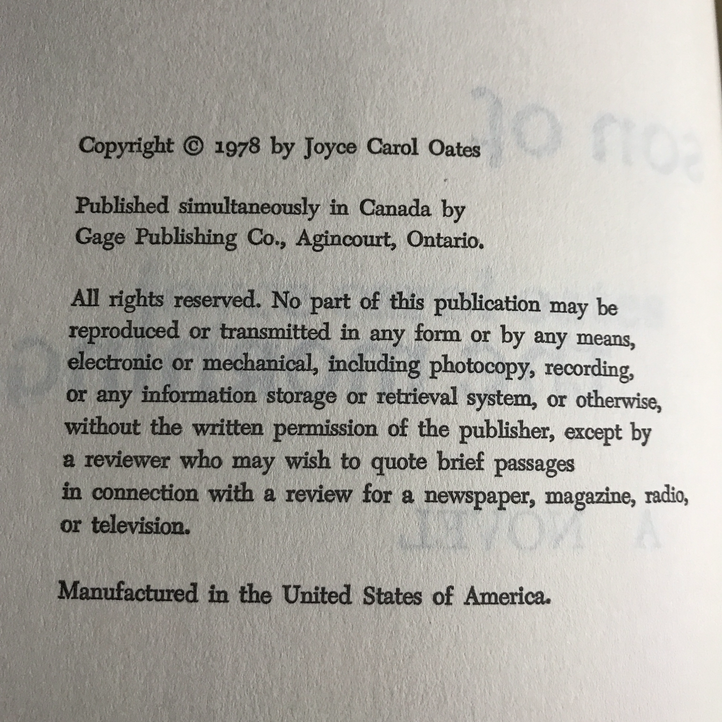 Son of the Morning - Joyce Carol Oates - 1978