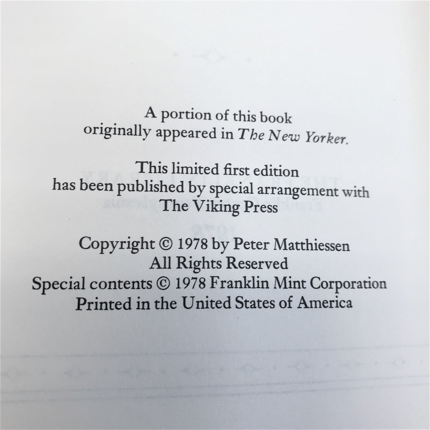 The Snow Leopard - Peter Matthiessen - 1st Edition - Franklin Library - 1978