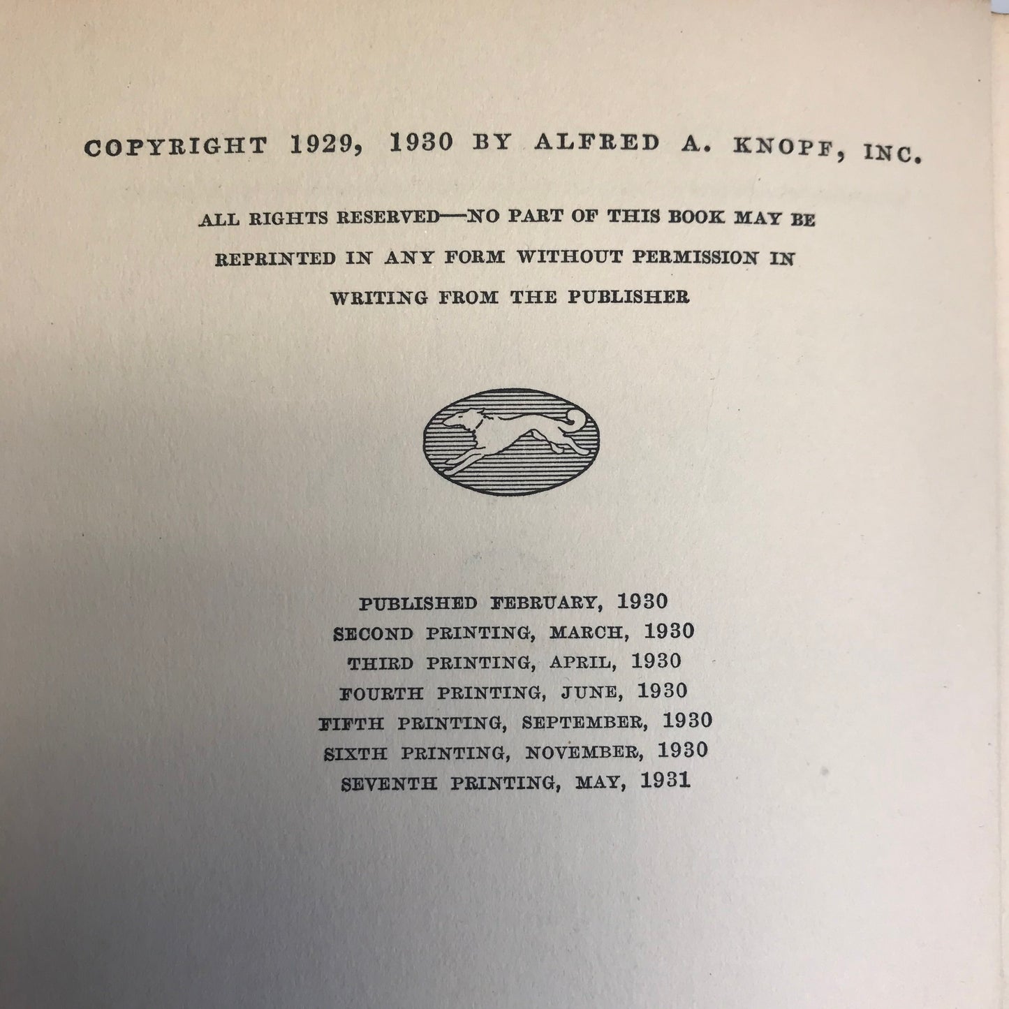 The Maltese Falcon - Dashiell Hammett - 1st Edition 7th Printing - 1931