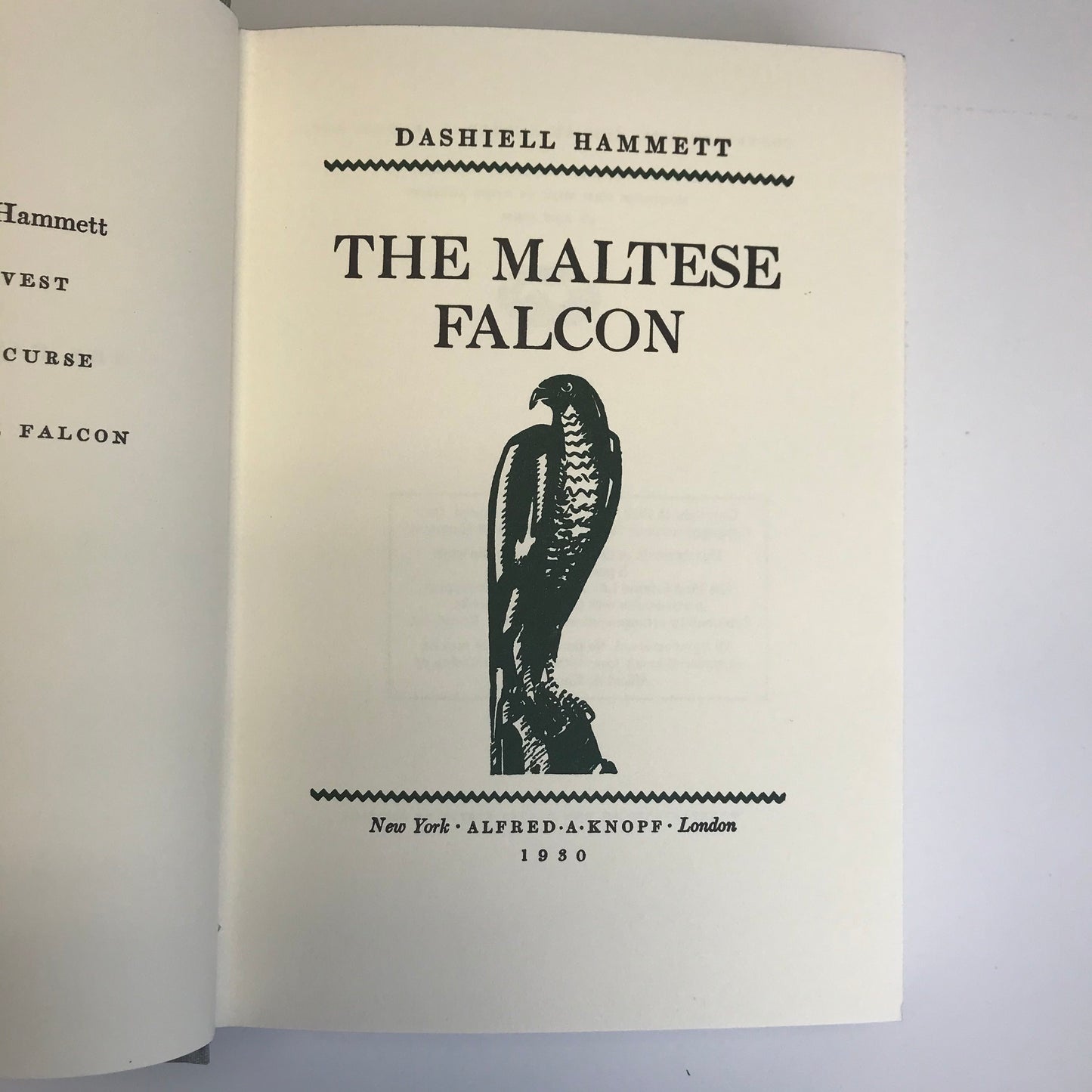 The Maltese Falcon - Dashiell Hammett - Re-Issue 1st Edition Facsimile - 1957