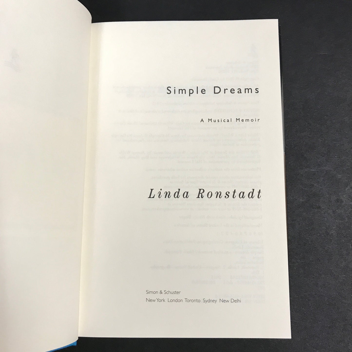 Simple Dreams - Linda Ronstadt - Signed - 1st Edition - 2013
