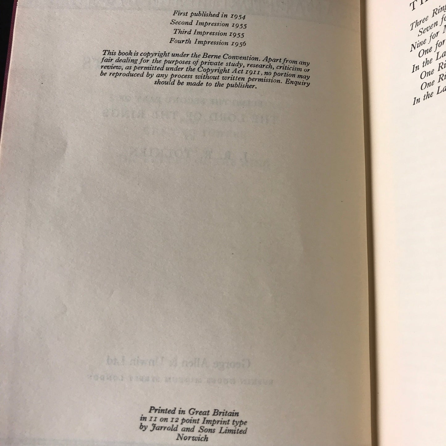 The Two Towers - J. R. R. Tolkien - 4th Printing - 1956