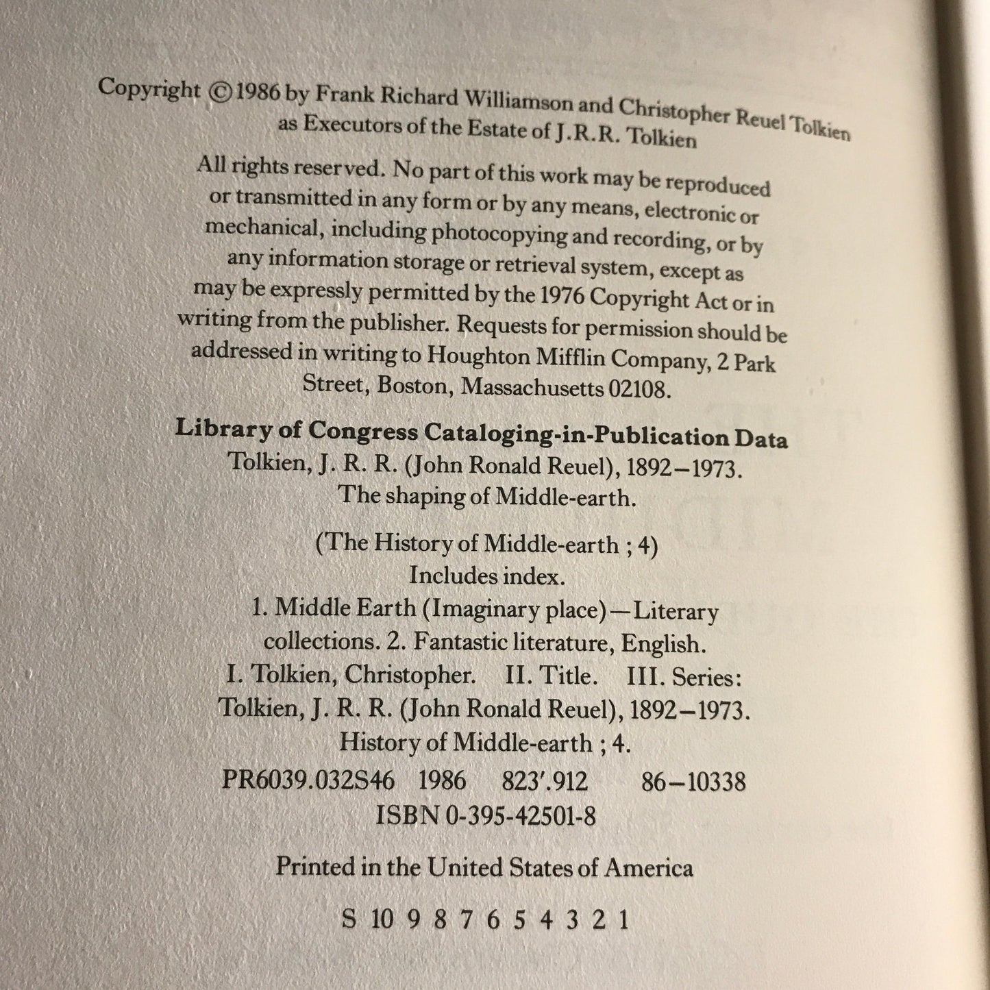 The Shaping of Middle-Earth - J. R. R. Tolkien - 1st U.S. Edition - 1986