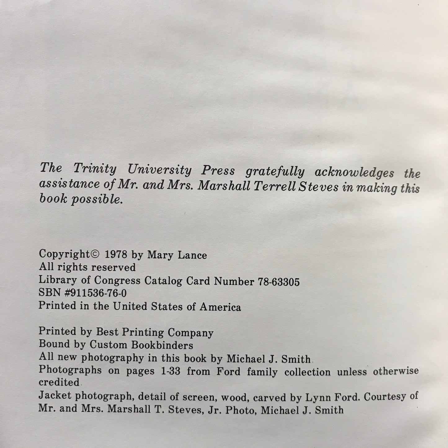 Lynn Ford: Texas Artist and Craftsman - Mary Lance - Signed - 1978