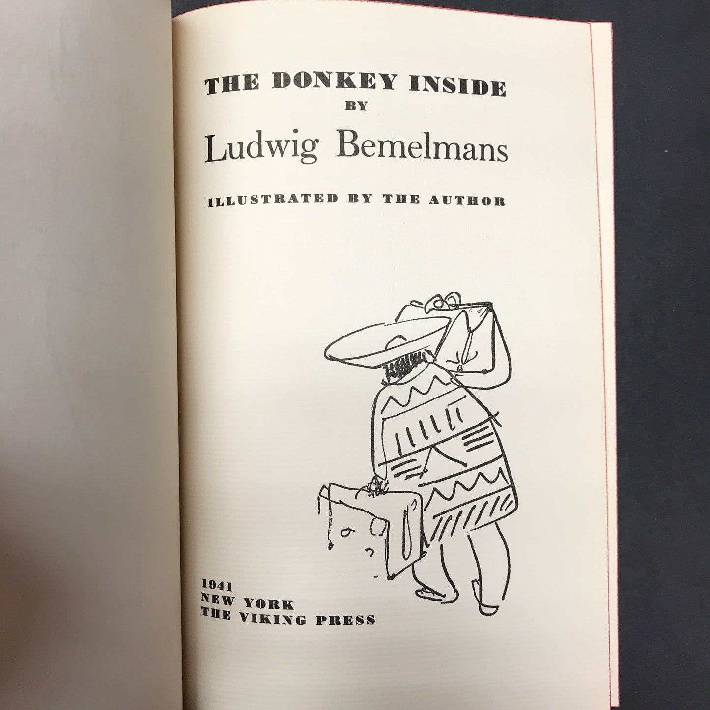 The Donkey Inside - L. Bemelmans - Signed w/ Drawing - 1st Edition - #140/175 - Very Scarce - 1941