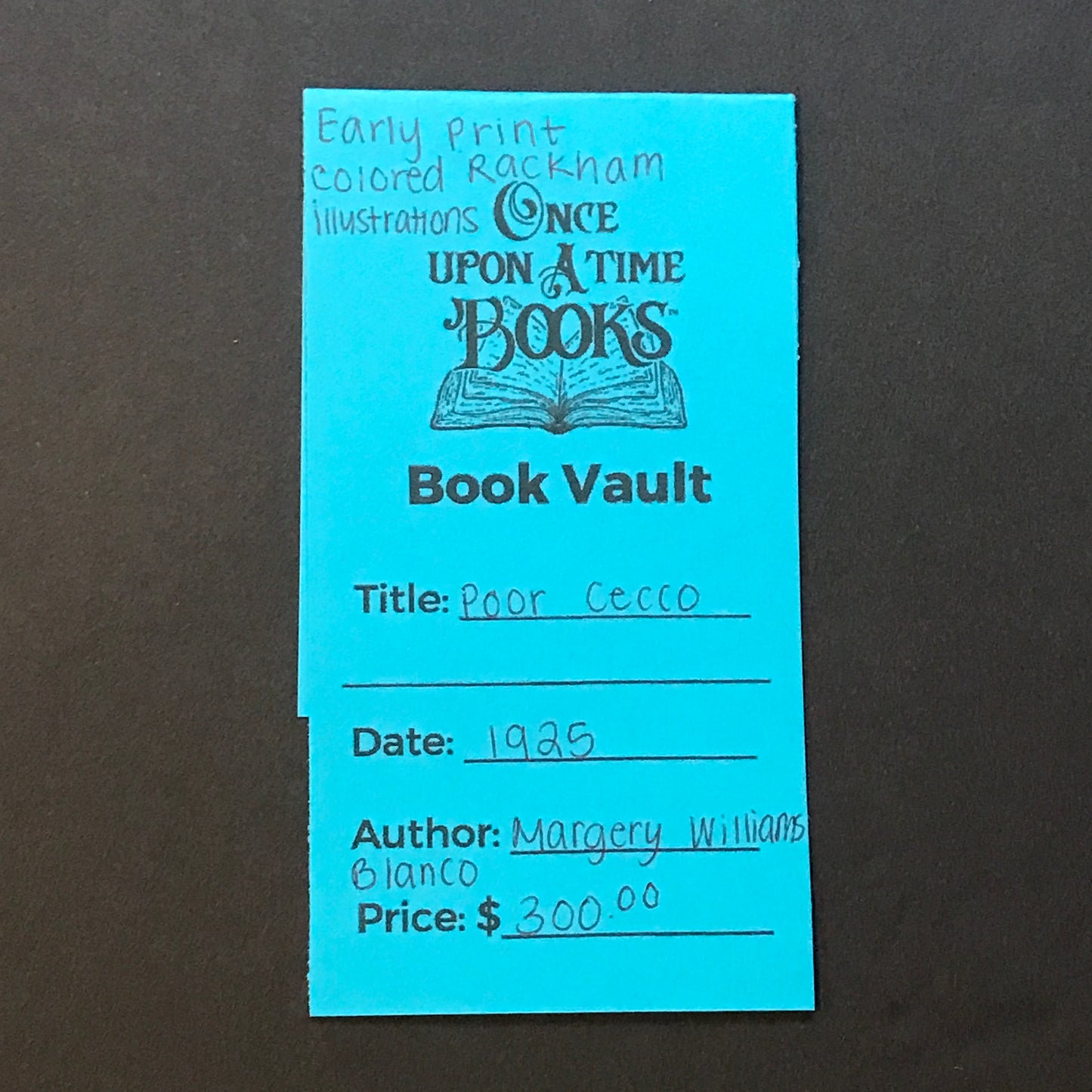 Poor Cecco - Margery Williams Bianco - Early Print - Colored Rackham Illustrations - 1925