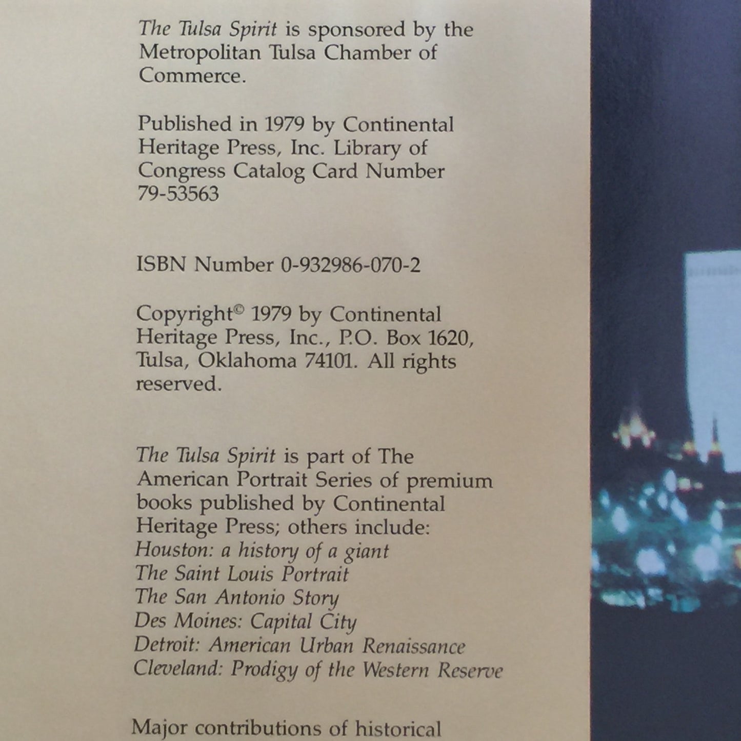 Tulsa Spirit - Continental Heritage Press - Signed - Collector's Edition - 1979