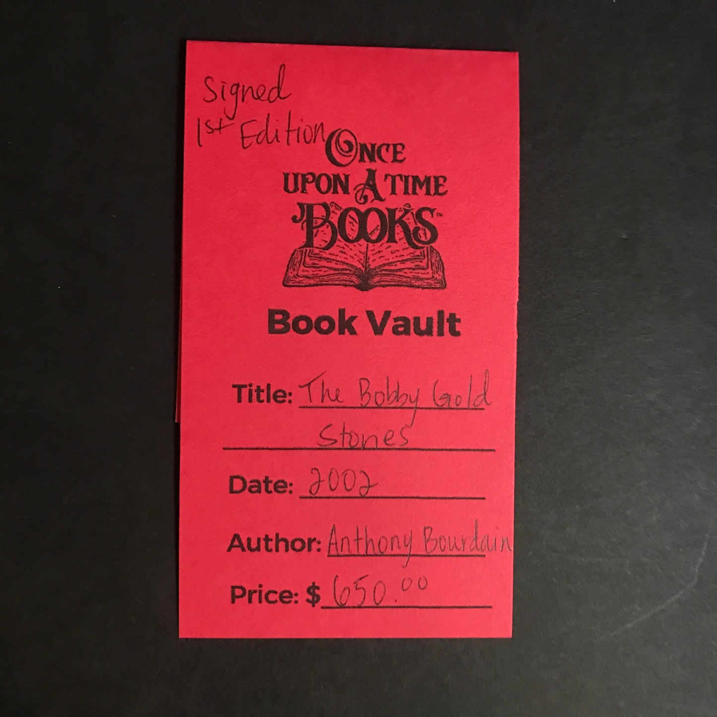 The Bobby Gold Stories - Anthony Bourdain - Signed - 1st Edition - 2002