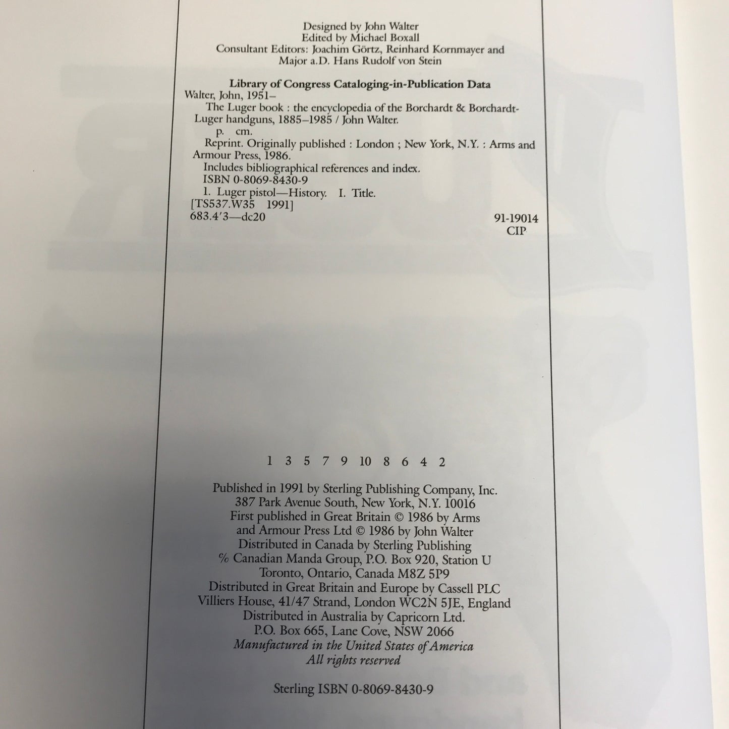 The Luger Book - John Walter - 1st Edition - 1991