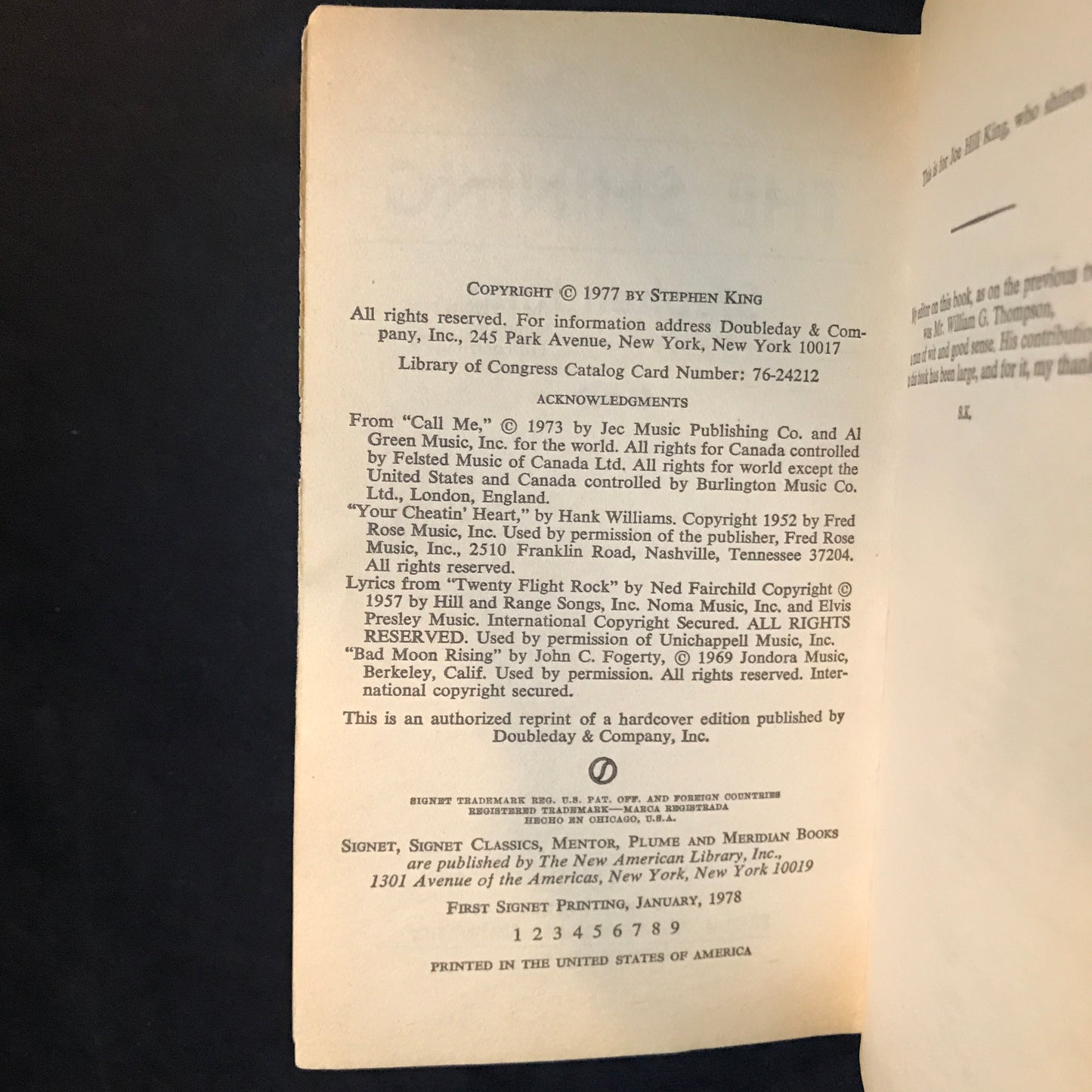 The Shining - Stephen King - 1st Thus - 1978