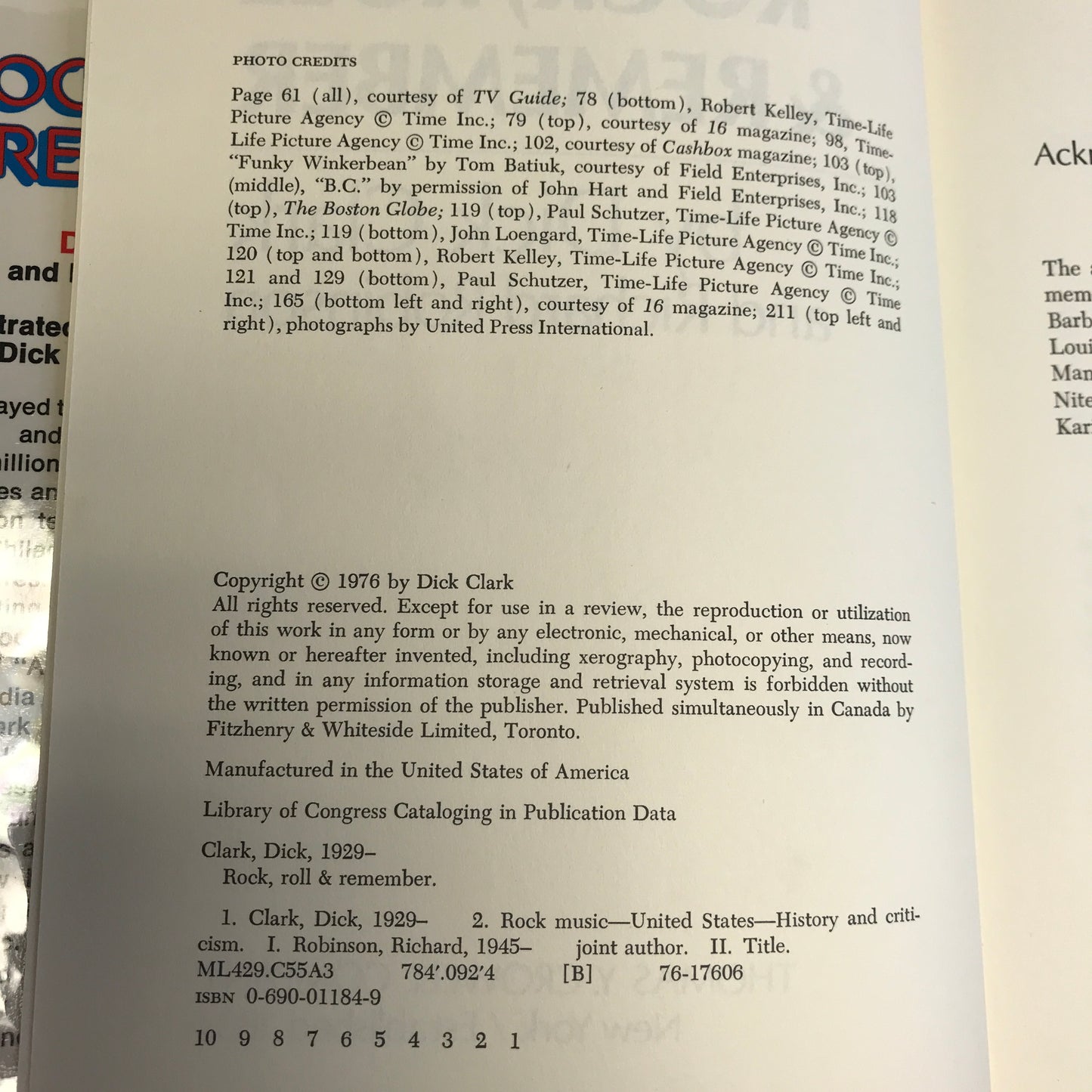 Rock, Roll, and Remember - Dick Clark - Signed - 1976