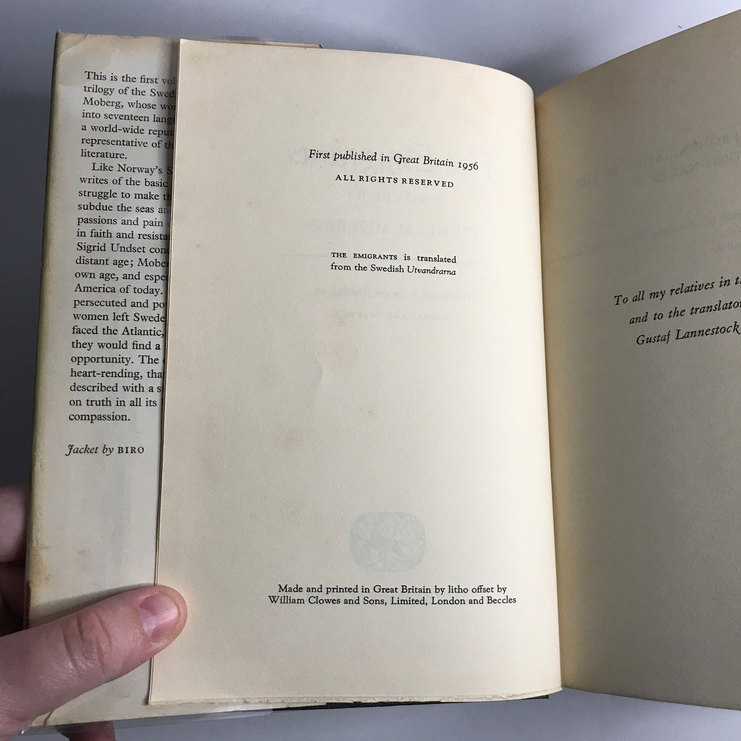 The Emigrants - Vilhelm Moberg - 2nd UK Printing - 1956