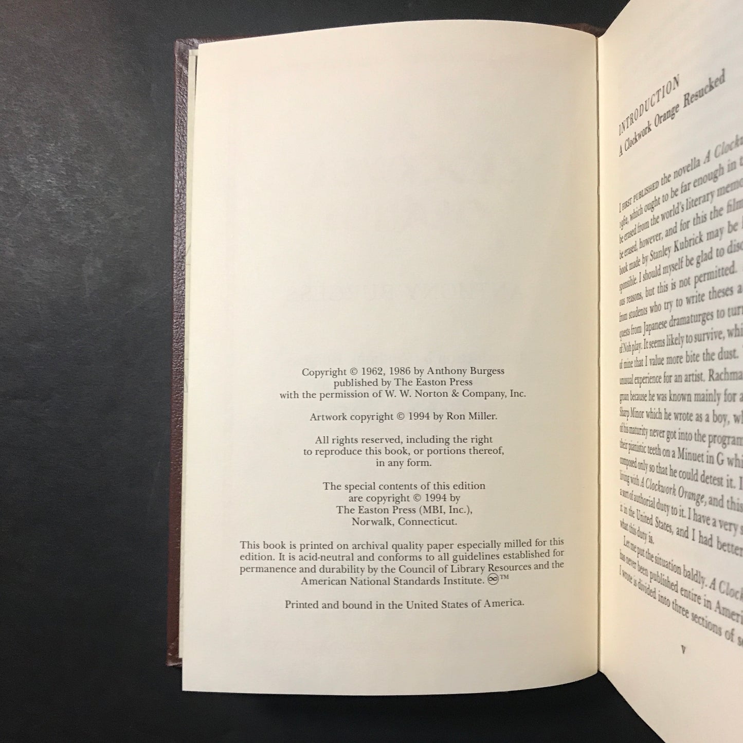 A Clockwork Orange - Anthony Burgess - 1st Thus - Easton Press - 1994