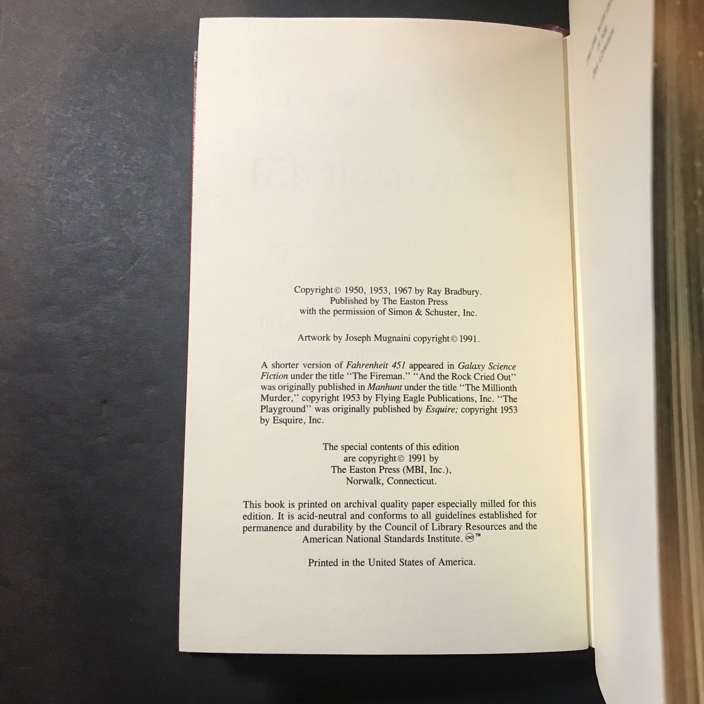Fahrenheit 451 - Ray Bradbury - 1st Thus - Easton Press - 1991