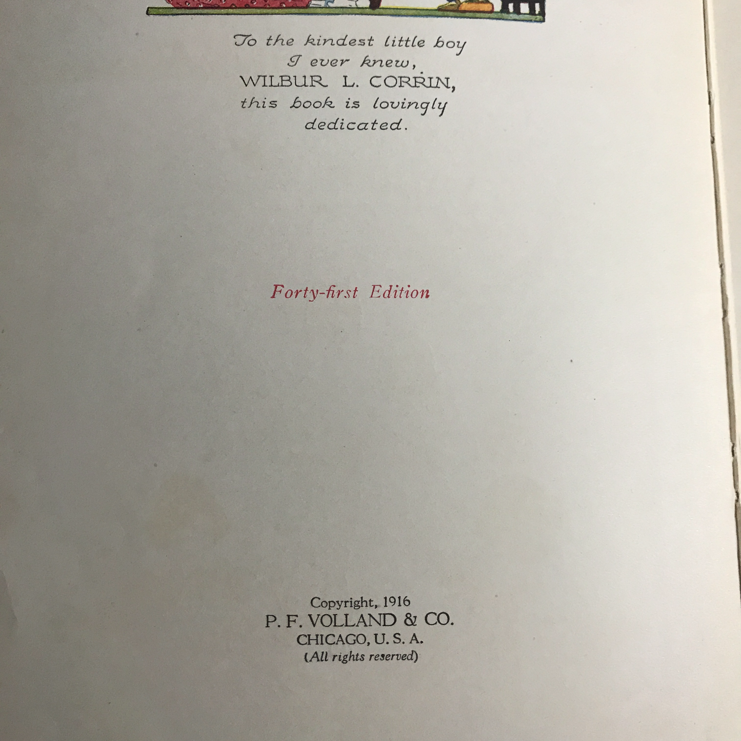 Rhymes for Kindly Children - by Fairmont Snyder - Illustrated by John B. Gruelle - 41st Edition - 1916