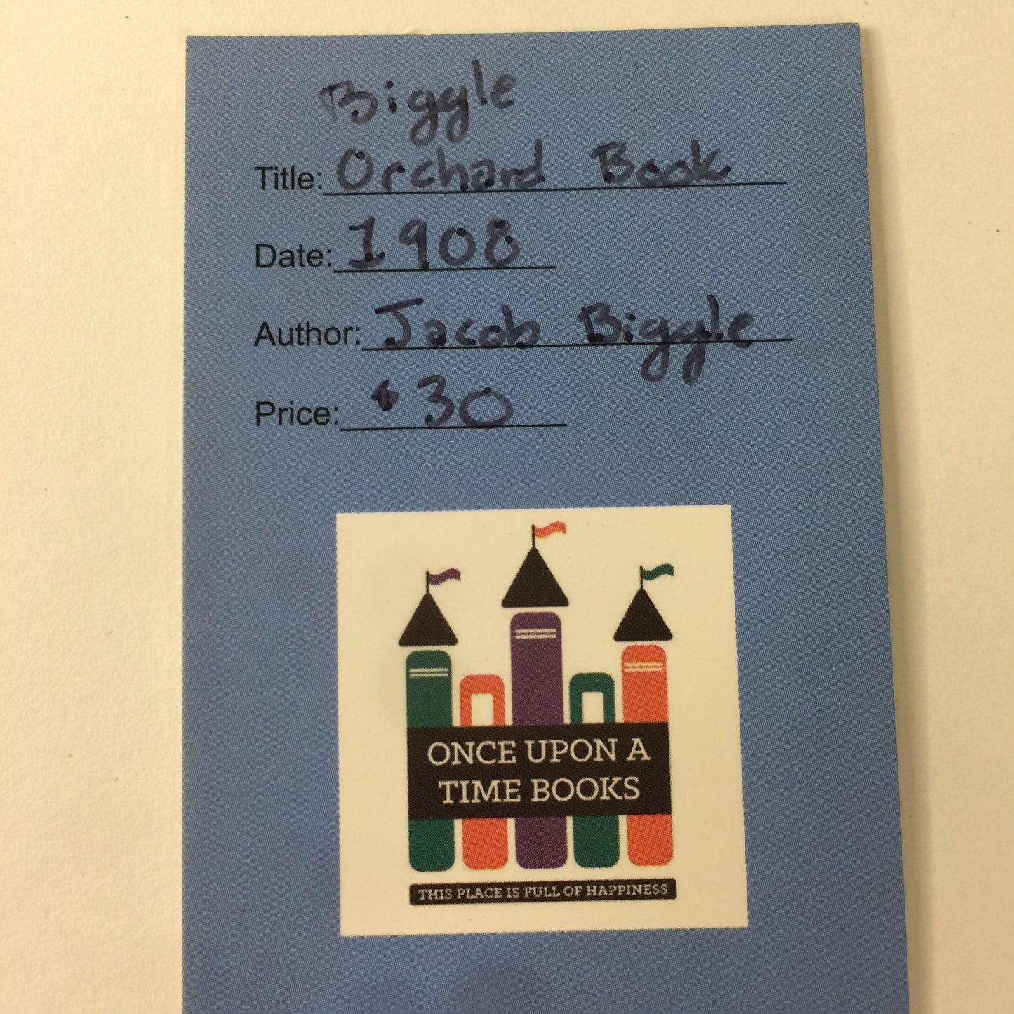Biggle Orchard Book - Jacob Biggle - 1908