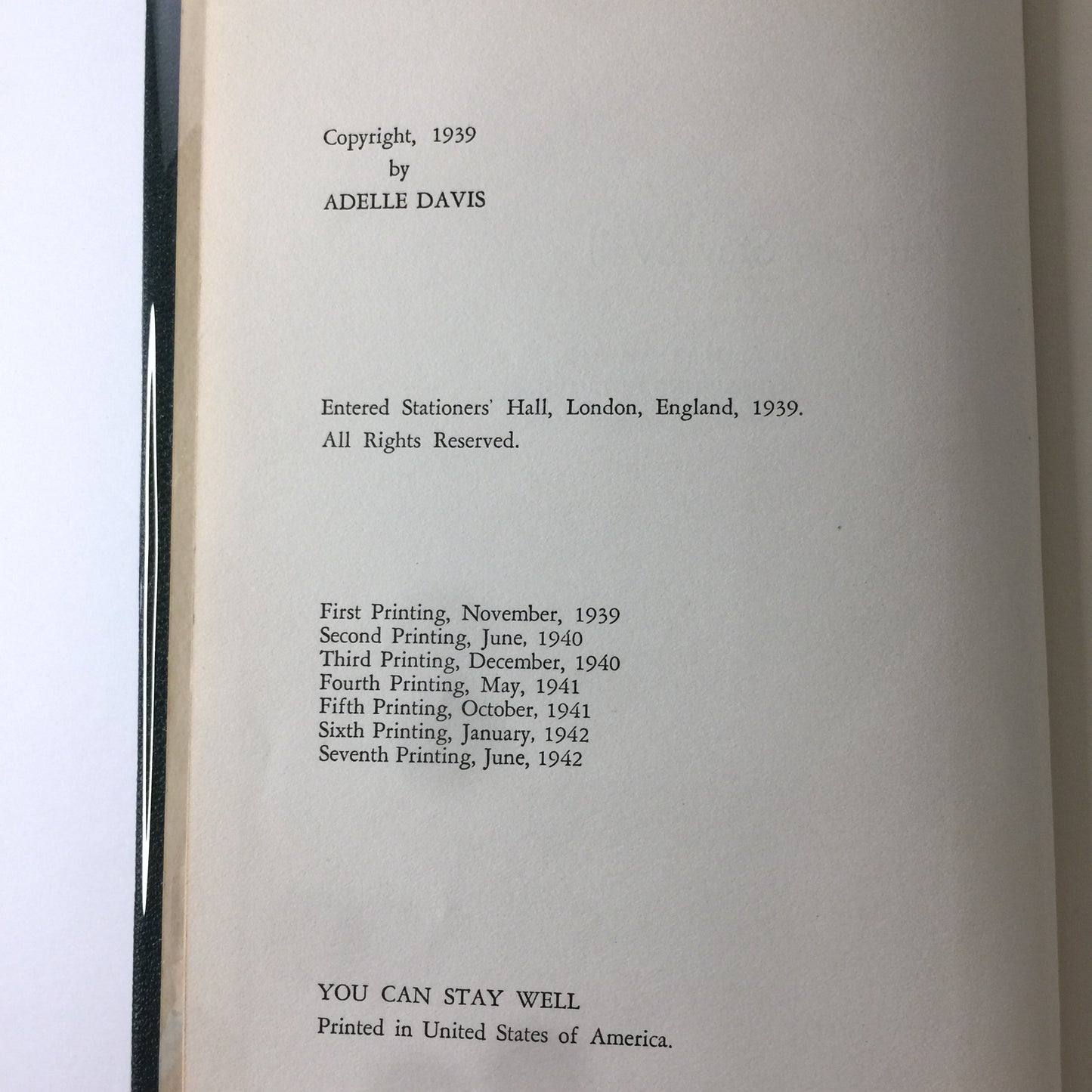 You Can Stay Well - Adello Davis - 1939