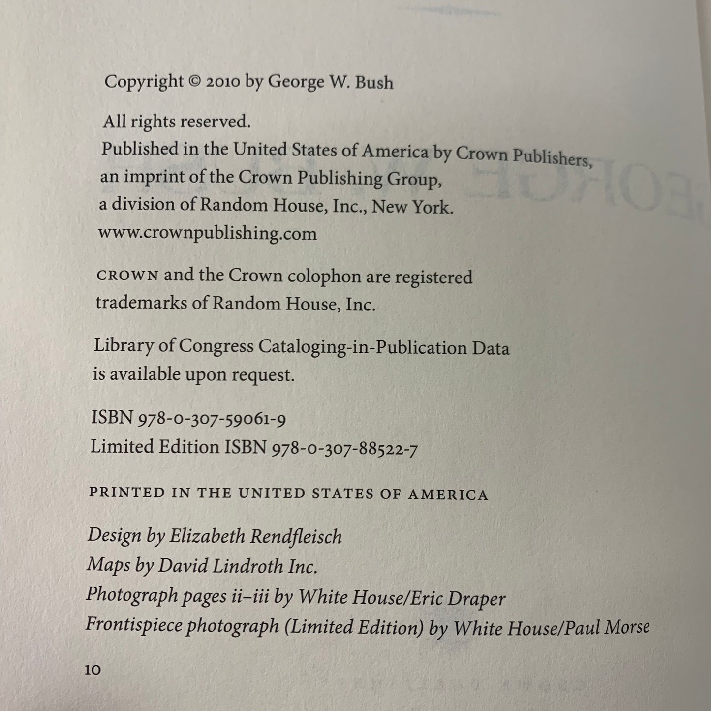 Decision Points - George W. Bush - 10th Print - Signed - 2010