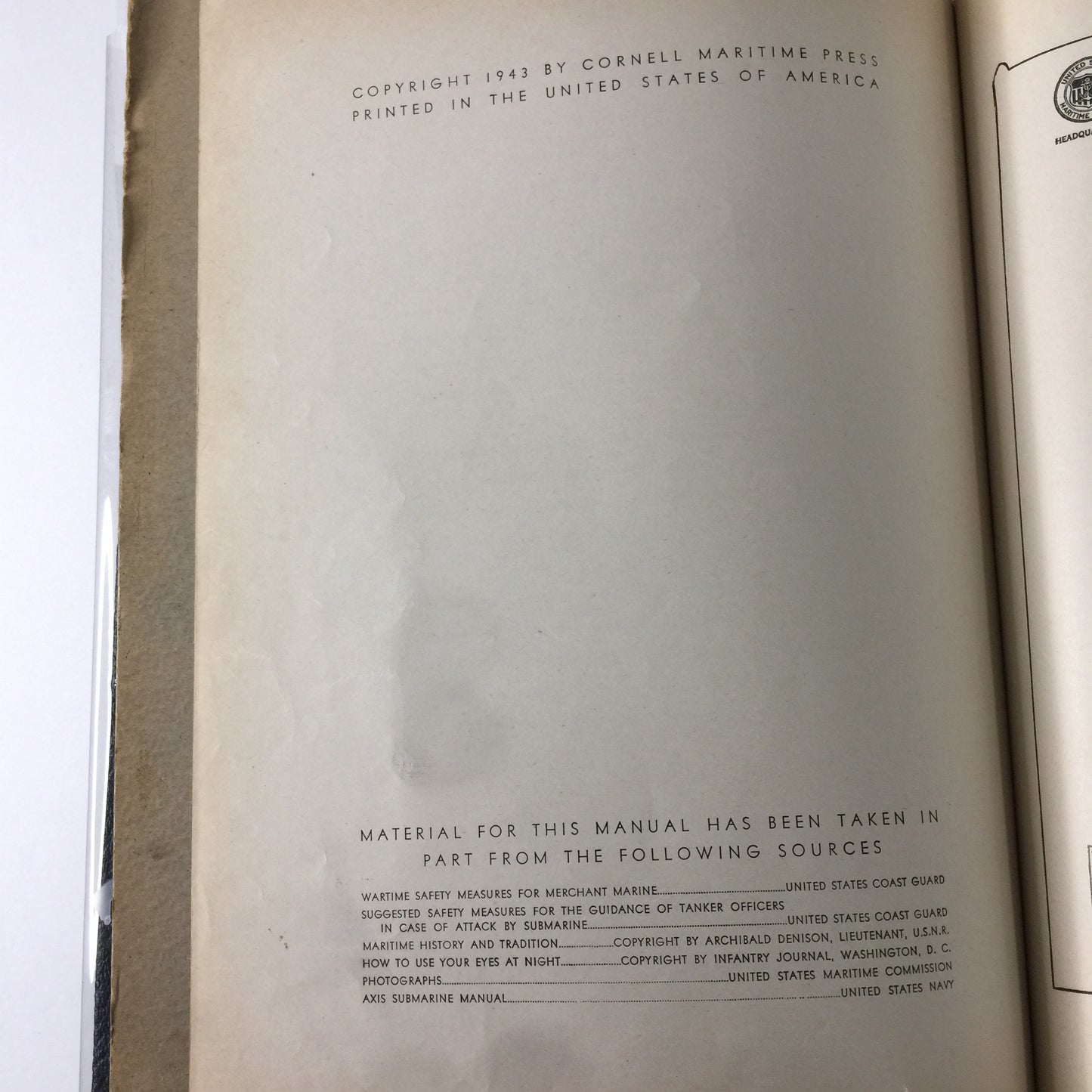 U.S. Maritime Service Training Manual - Cornell Maritime Press - 1943