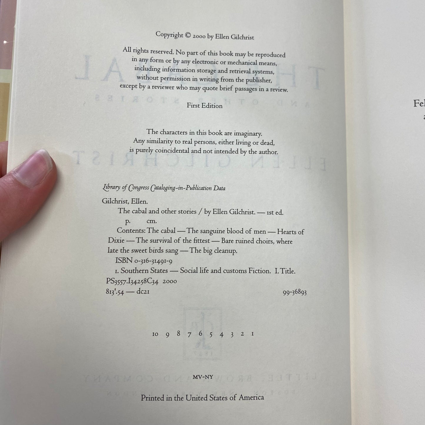The Cabal and Other Stories - Ellen Gilchrist - 1st Edition - 2000