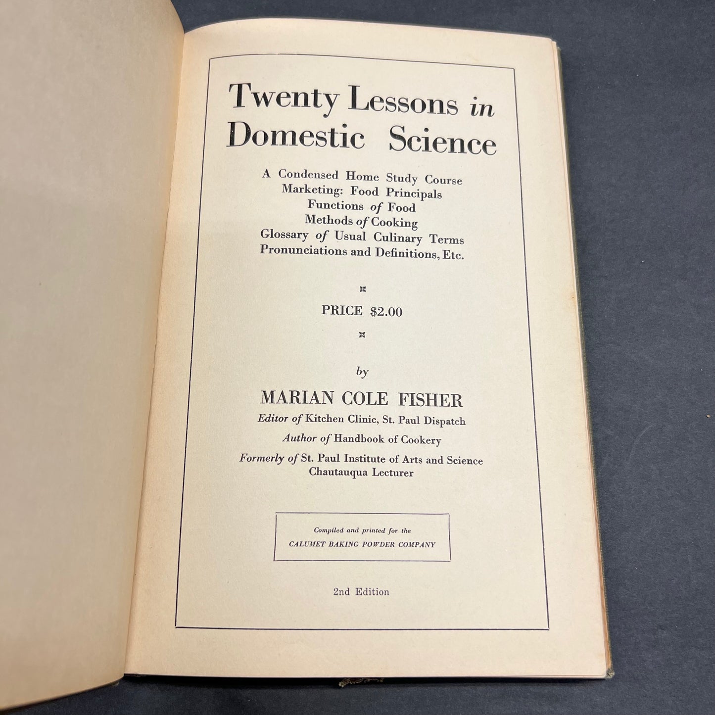 Twenty Lessons in Domestic Science - Marian Cole Fisher - 2nd Edition - 1916