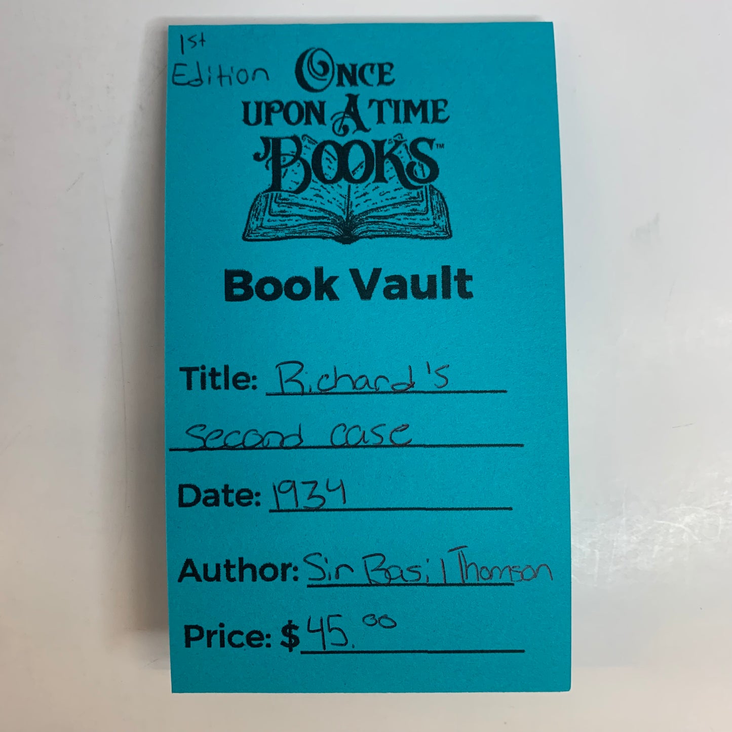 Richard's Second Case - Sir Basil Thomson - 1st Edition - 1934