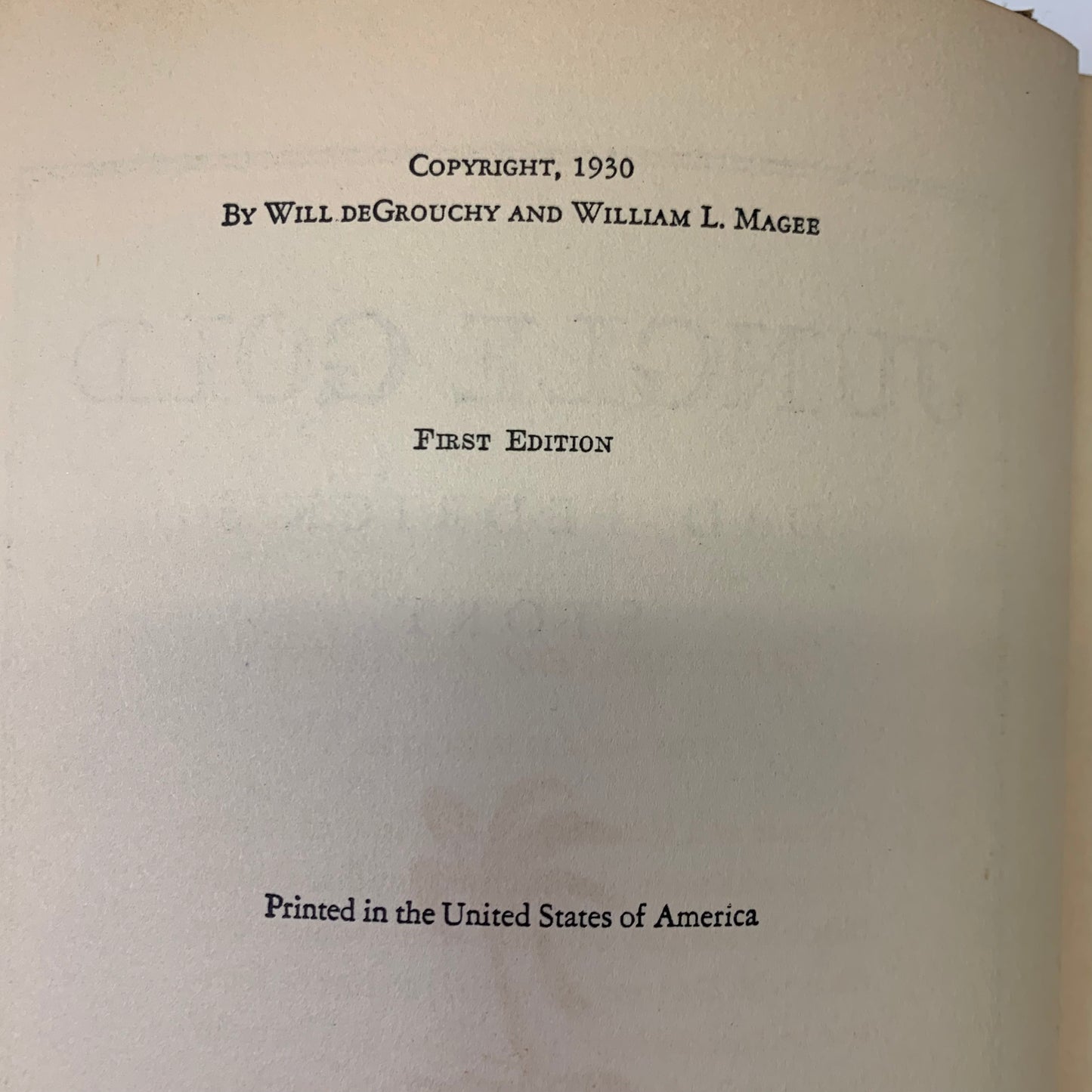 Jungle Gold - Bobbs Merrill - First Edition - 1930